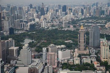 Fototapeta na wymiar panoramic skyline of Bangkok from King Power Mahanakhon, Bangkok, Thailand
