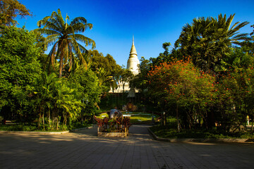 Fototapeta na wymiar A beautiful view of Phnom Penh city, the capital of Cambodia.