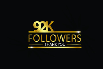 92K, 92.000 Followers Thank you celebration logotype. For Social Media, Instagram  - Vector