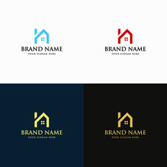Creative real estate business logo design template vector illustration. modern and elegant and line art or leaner style design. Home icon design for the company.