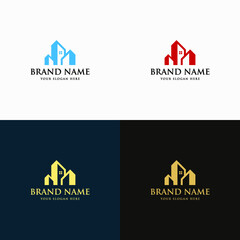Flat real estate business logo design template vector illustration. modern and elegant and line art or leaner style design. Home icon design for the company.