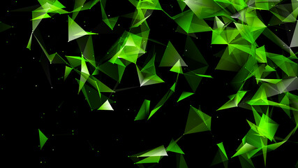 Abstract polygonal space with dots and lines. Connection science background. Triangular business wallpaper. 3d rendering