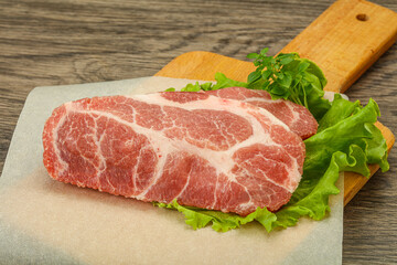 Raw pork meat neck steack
