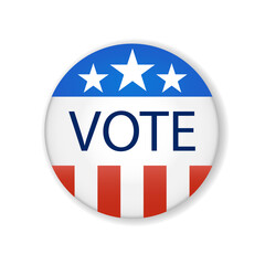 2020 United States of America presidential election button design. Badge USA election 2020 design. Patriotic stars and stripes theme.