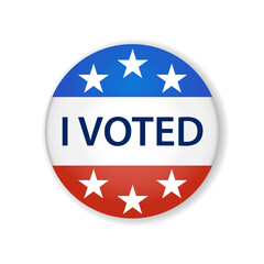 2020 United States of America presidential election button design. Badge USA election 2020 design. Patriotic stars and stripes theme.