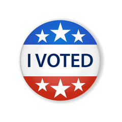 2020 United States of America presidential election button design. Badge USA election 2020 design. Patriotic stars and stripes theme.