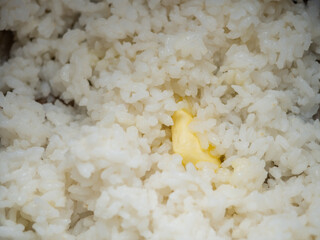 Hot rice porridge with butter