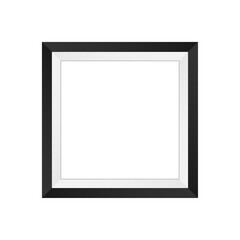 Realistic black photo frame isolated on white background. Vector illustration. Picture frame. Black simple modern frame on white background.