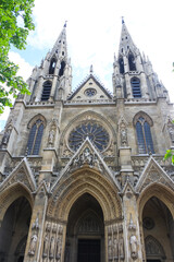 Fototapeta na wymiar facade of the Basilica of Saint Clotilde in Paris