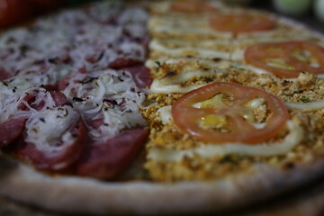 pizza with tomato and olives