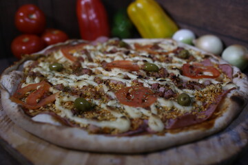 pizza with tomato and basil