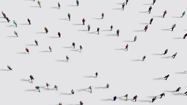 People walking against white background top view