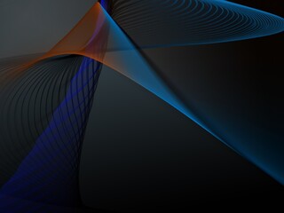 Abstract illustration of multicolored and different waveforms in a dark background
