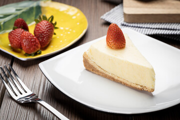 delicious slice of cheesecake on a plate