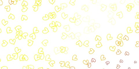 Light Yellow vector backdrop with sweet hearts.