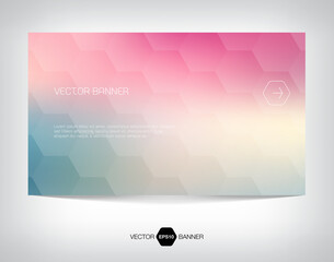 Vector banner or card template with soft geometric hexagonal 3d pattern