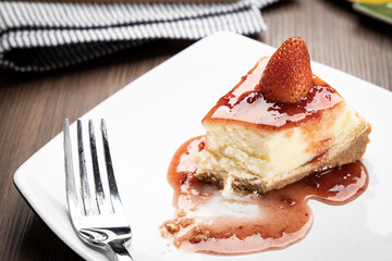 delicious slice of cheesecake on a plate