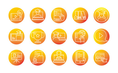 elearning online education and development class set gradient style icon