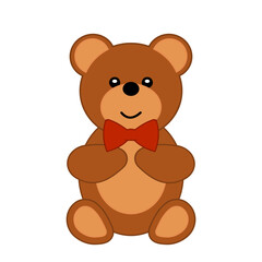 Cute  bear with bow cartoon vector illustration. Concept for preschool activity for children, card for kids