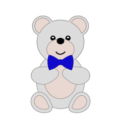 Obraz na płótnie Canvas Cute white bear with bow cartoon vector illustration. Concept for preschool activity for children, card for kids