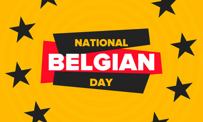 Belgian National Day. Belgium Independence day. Annual holiday in Belgium, celebrated in Jule 21. Patriotic design. Poster, greeting card, banner and background. Vector illustration