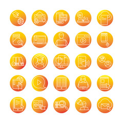 elearning online education and development class set gradient style icon