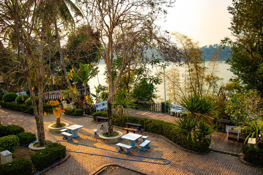 A beautiful view of buddhist temple at Nong Khai, Thailand.