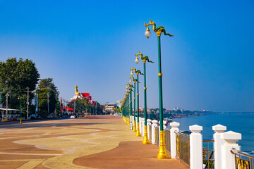 A beautiful view of buddhist temple at Nong Khai, Thailand.