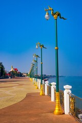 A beautiful view of buddhist temple at Nong Khai, Thailand.