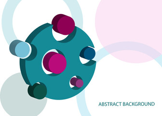 Abstract vector background. Volumetric geometric shapes blue, cyan, pink color. Cover design for magazine, book, screensaver, banner.