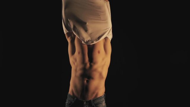 Young guy undresses