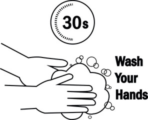 Self protection concept. Wash your hands 30 second. Antibacterial and antivirus program.