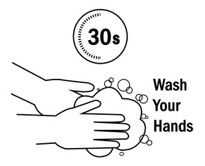 Self protection concept. Wash your hands 30 second. Antibacterial and antivirus program.