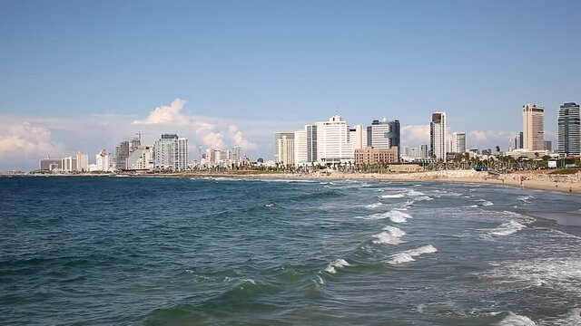 View of Tel Aviv and the Mediterranean sea from the old Jaffa. Israel