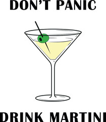 Cocktail with martini. Vector