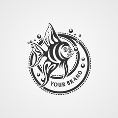 bubble fish vector logo template design