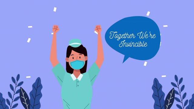 nurse with together we are invincible message campaign