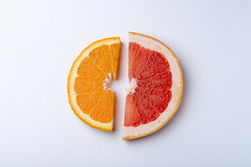 slice of Orange over white background