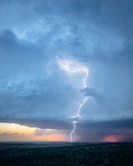 Dramatic Lightning Storm on the Great Plains During Springtime