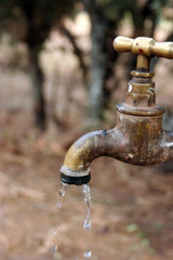 water being wasted with a leaking tap
