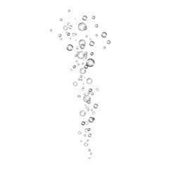 Air transparent bubbles isolated on white background. Underwater fizzing realistic oxygen balls. Vector glossy bright abstract elements of stock illustration.