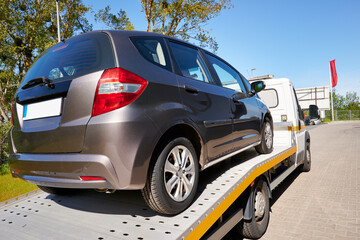 A car on tow truck for emergency car move.