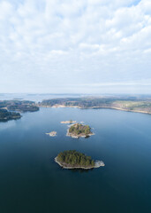 Aerial view of Rocky islands in a baltic sea. Summer in Finnish archipelago, Finland