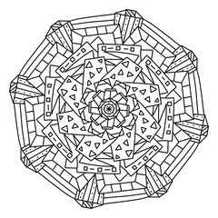 Mandala with geometric pattern. Coloring page. Raster image
