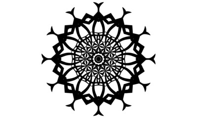Black flower mandala icon isolated on white background