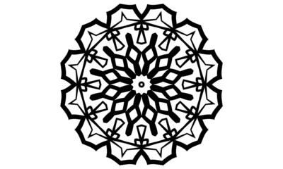 Black mandala icon isolated on white background