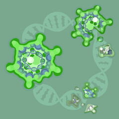 Virus DNA Breaking Cartoon
