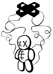 Voodoo Doll Button Strings Stencil