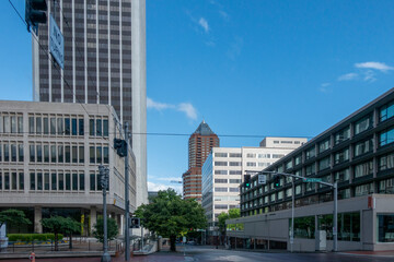 Portland cityscape and historical buildings