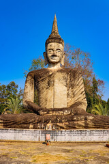 Obraz premium A beautiful view of statues in Buddha Park at Nong Khai, Thailand.